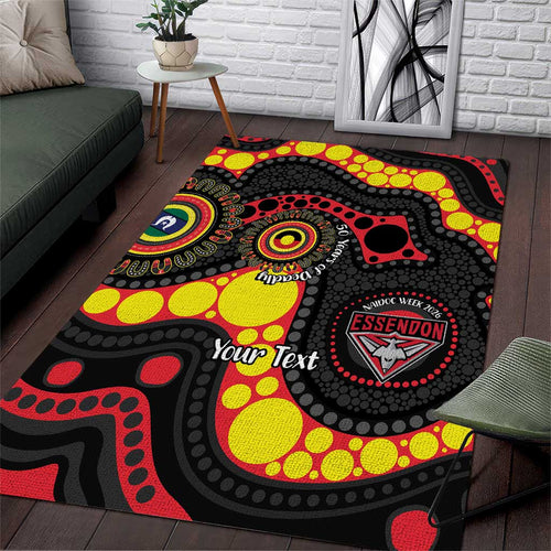 Essendon Bombers NAIDOC Week 2026 Personalised Area Rug 50 Years of Deadly Aboriginal Art