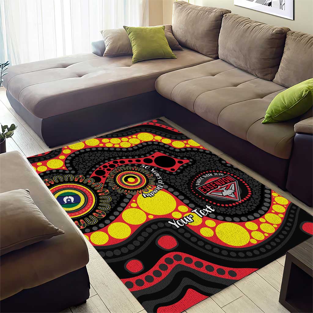 Essendon Bombers NAIDOC Week 2026 Personalised Area Rug 50 Years of Deadly Aboriginal Art