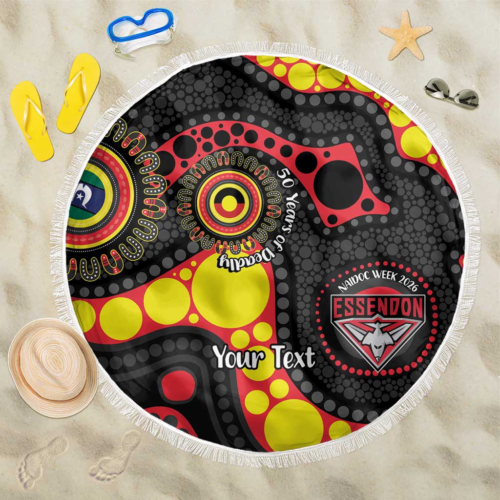 Essendon Bombers NAIDOC Week 2026 Personalised Beach Blanket 50 Years of Deadly Aboriginal Art