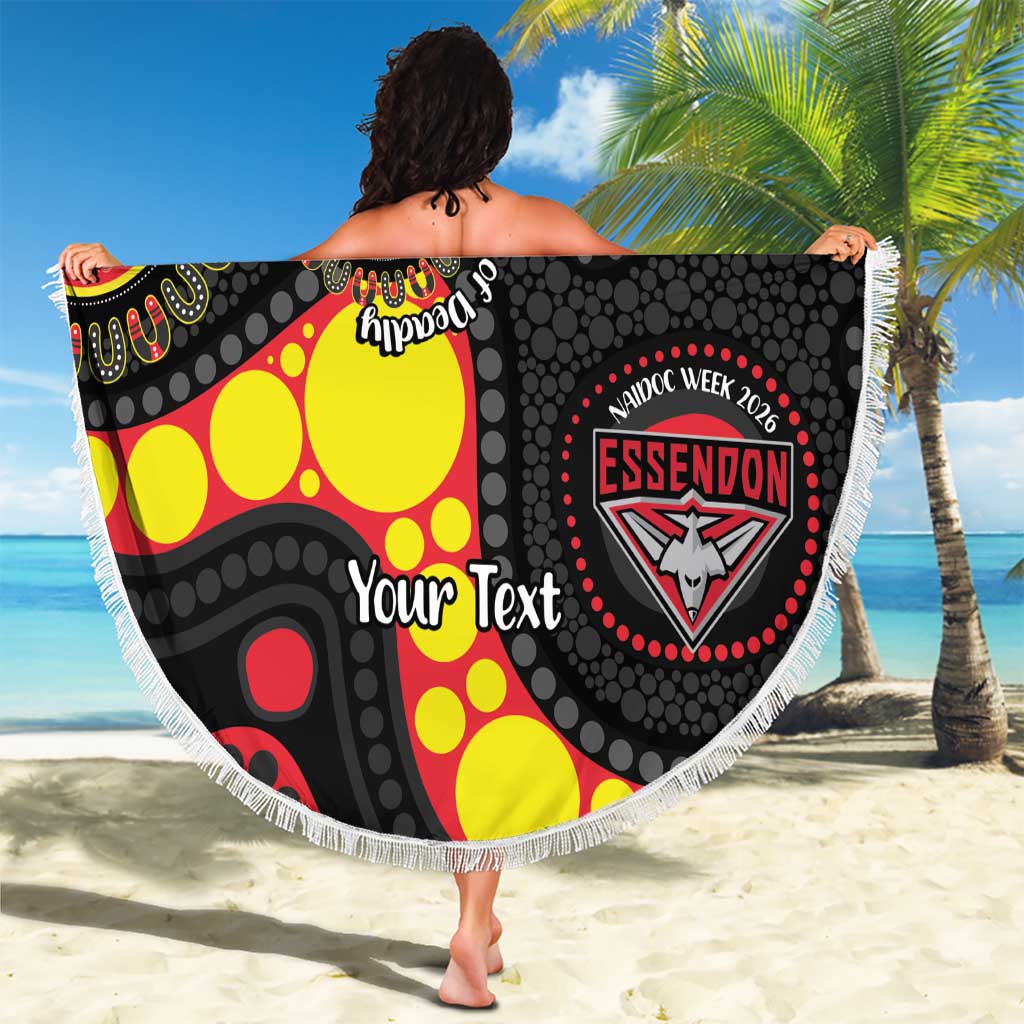 Essendon Bombers NAIDOC Week 2026 Personalised Beach Blanket 50 Years of Deadly Aboriginal Art