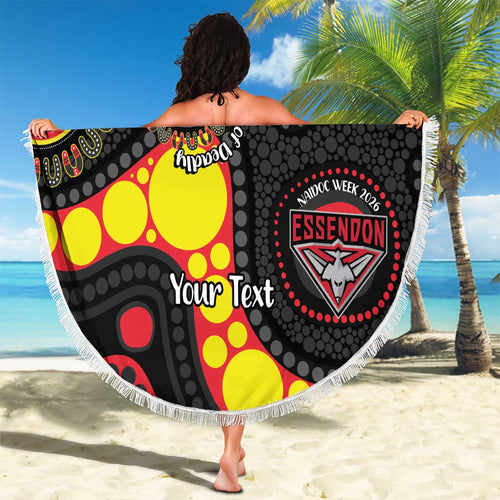 Essendon Bombers NAIDOC Week 2026 Personalised Beach Blanket 50 Years of Deadly Aboriginal Art