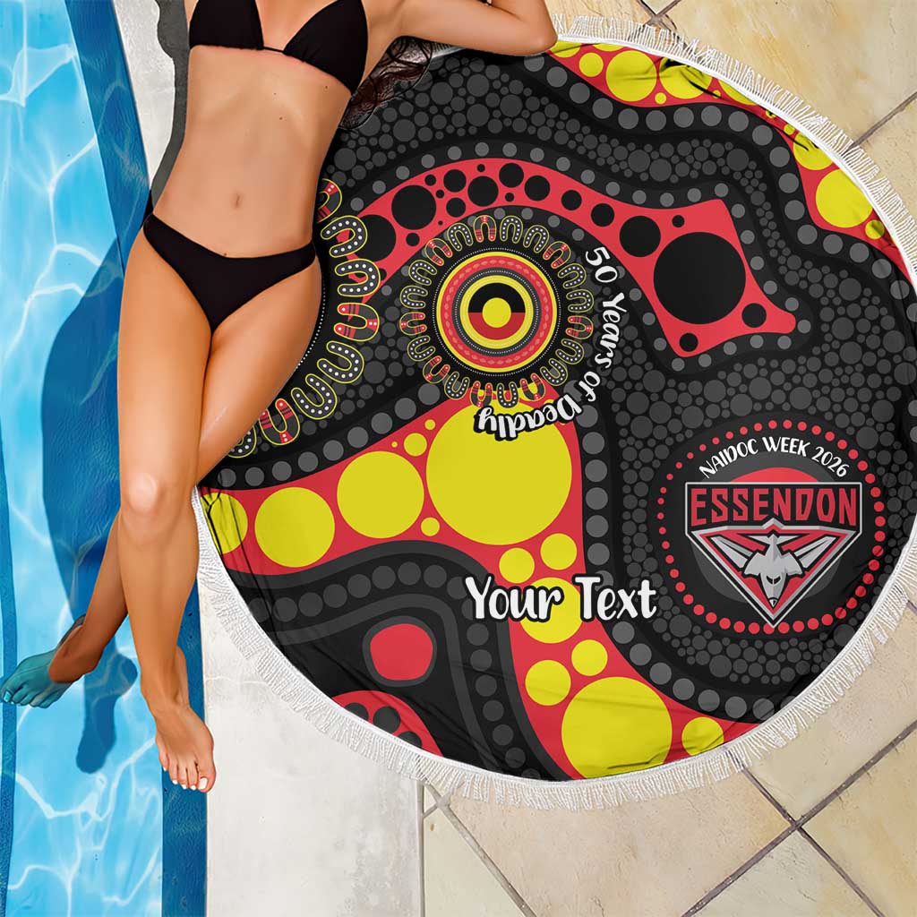 Essendon Bombers NAIDOC Week 2026 Personalised Beach Blanket 50 Years of Deadly Aboriginal Art