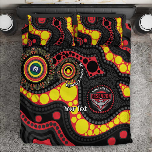 Essendon Bombers NAIDOC Week 2026 Personalised Bedding Set 50 Years of Deadly Aboriginal Art