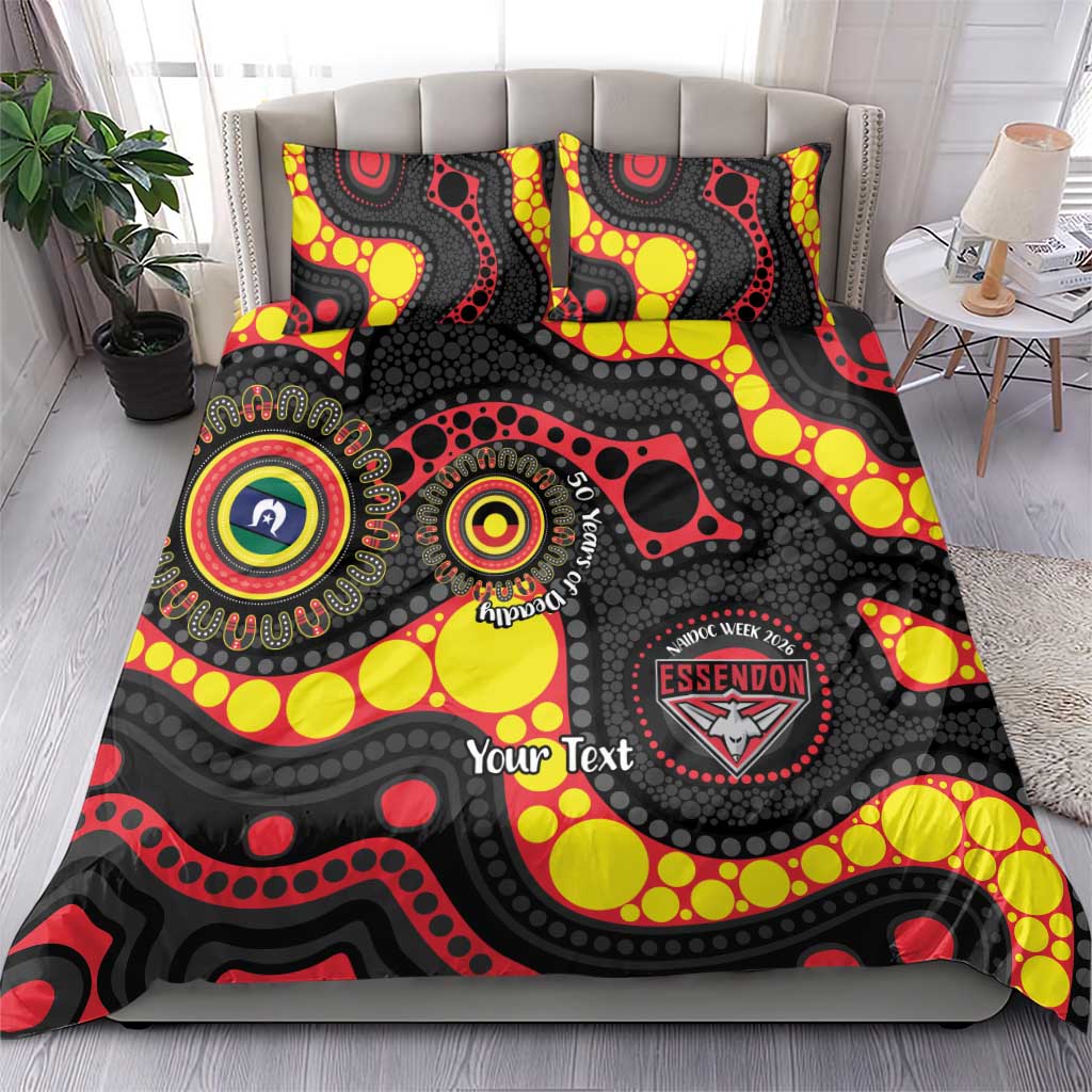 Essendon Bombers NAIDOC Week 2026 Personalised Bedding Set 50 Years of Deadly Aboriginal Art