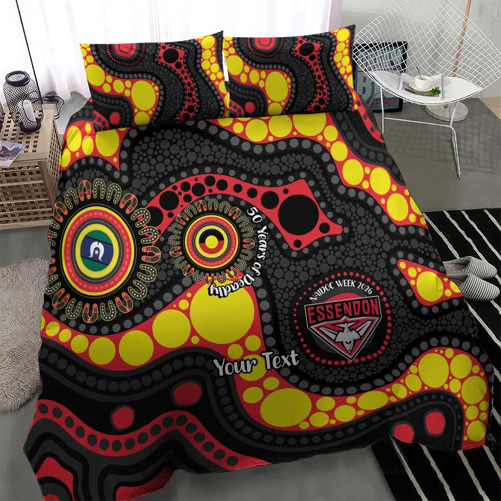 Essendon Bombers NAIDOC Week 2026 Personalised Bedding Set 50 Years of Deadly Aboriginal Art