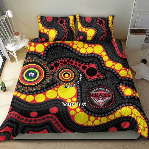 Essendon Bombers NAIDOC Week 2026 Personalised Bedding Set 50 Years of Deadly Aboriginal Art