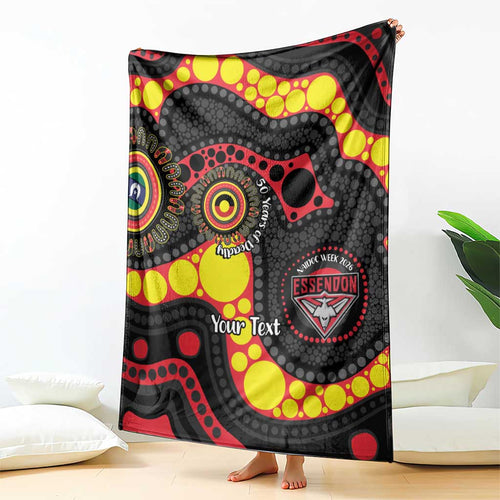 Essendon Bombers NAIDOC Week 2026 Personalised Blanket 50 Years of Deadly Aboriginal Art