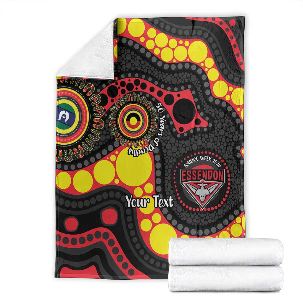 Essendon Bombers NAIDOC Week 2026 Personalised Blanket 50 Years of Deadly Aboriginal Art