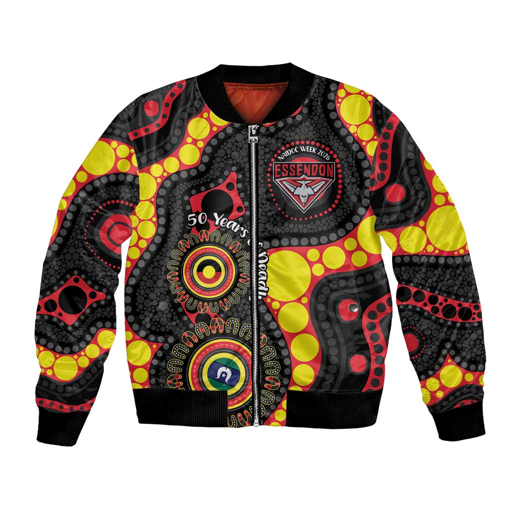 Essendon Bombers NAIDOC Week 2026 Personalised Bomber Jacket 50 Years of Deadly Aboriginal Art