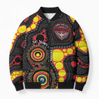 Essendon Bombers NAIDOC Week 2026 Personalised Bomber Puffer Jacket 50 Years of Deadly Aboriginal Art