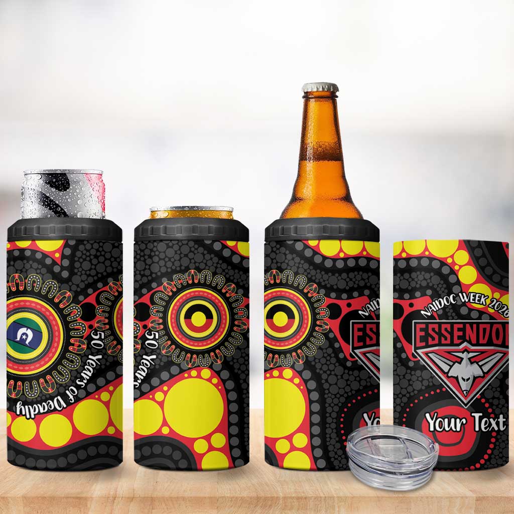 Essendon Bombers NAIDOC Week 2026 Personalised 4 in 1 Can Cooler Tumbler 50 Years of Deadly Aboriginal Art