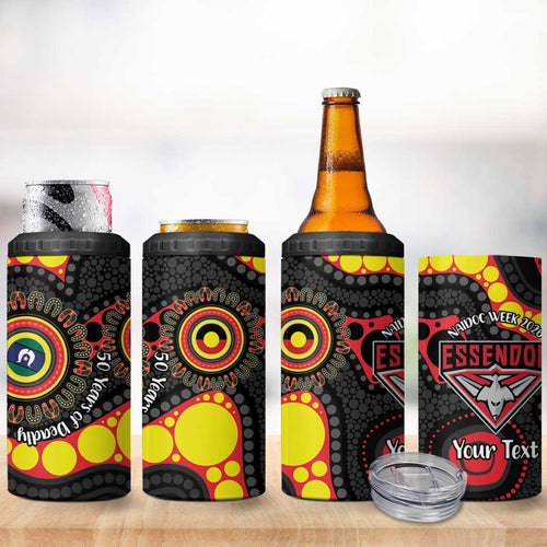 Essendon Bombers NAIDOC Week 2026 Personalised 4 in 1 Can Cooler Tumbler 50 Years of Deadly Aboriginal Art