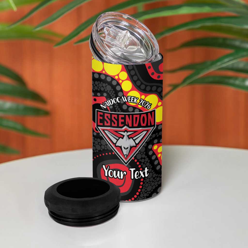 Essendon Bombers NAIDOC Week 2026 Personalised 4 in 1 Can Cooler Tumbler 50 Years of Deadly Aboriginal Art