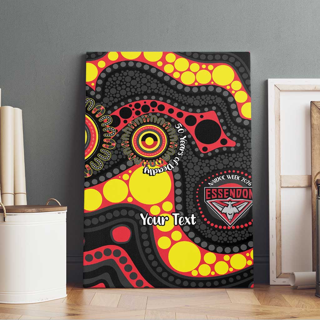 Essendon Bombers NAIDOC Week 2026 Personalised Canvas Wall Art 50 Years of Deadly Aboriginal Art