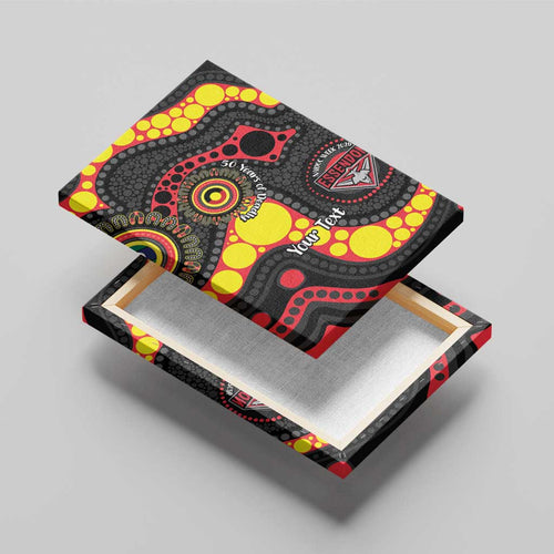 Essendon Bombers NAIDOC Week 2026 Personalised Canvas Wall Art 50 Years of Deadly Aboriginal Art
