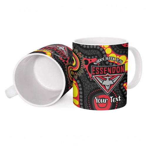 Essendon Bombers NAIDOC Week 2026 Personalised Ceramic Mug 50 Years of Deadly Aboriginal Art