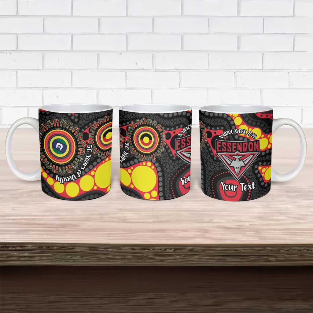 Essendon Bombers NAIDOC Week 2026 Personalised Ceramic Mug 50 Years of Deadly Aboriginal Art