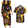 Essendon Bombers NAIDOC Week 2026 Personalised Couples Matching Long Sleeve Bodycon Dress and Hawaiian Shirt 50 Years of Deadly Aboriginal Art