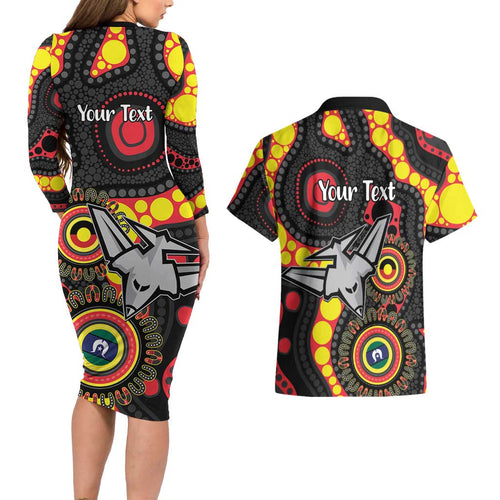 Essendon Bombers NAIDOC Week 2026 Personalised Couples Matching Long Sleeve Bodycon Dress and Hawaiian Shirt 50 Years of Deadly Aboriginal Art