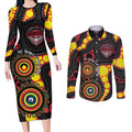 Essendon Bombers NAIDOC Week 2026 Personalised Couples Matching Long Sleeve Bodycon Dress and Long Sleeve Button Shirt 50 Years of Deadly Aboriginal Art