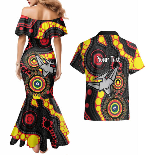 Essendon Bombers NAIDOC Week 2026 Personalised Couples Matching Mermaid Dress and Hawaiian Shirt 50 Years of Deadly Aboriginal Art