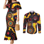Essendon Bombers NAIDOC Week 2026 Personalised Couples Matching Mermaid Dress and Long Sleeve Button Shirt 50 Years of Deadly Aboriginal Art