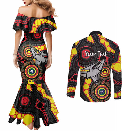 Essendon Bombers NAIDOC Week 2026 Personalised Couples Matching Mermaid Dress and Long Sleeve Button Shirt 50 Years of Deadly Aboriginal Art