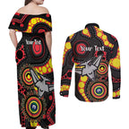 Essendon Bombers NAIDOC Week 2026 Personalised Couples Matching Off Shoulder Maxi Dress and Long Sleeve Button Shirt 50 Years of Deadly Aboriginal Art