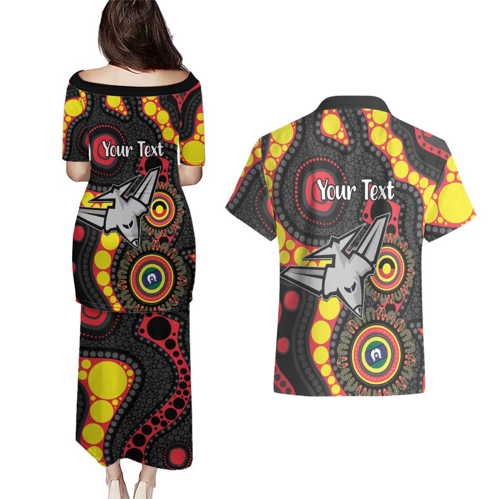 Essendon Bombers NAIDOC Week 2026 Personalised Couples Matching Puletasi and Hawaiian Shirt 50 Years of Deadly Aboriginal Art