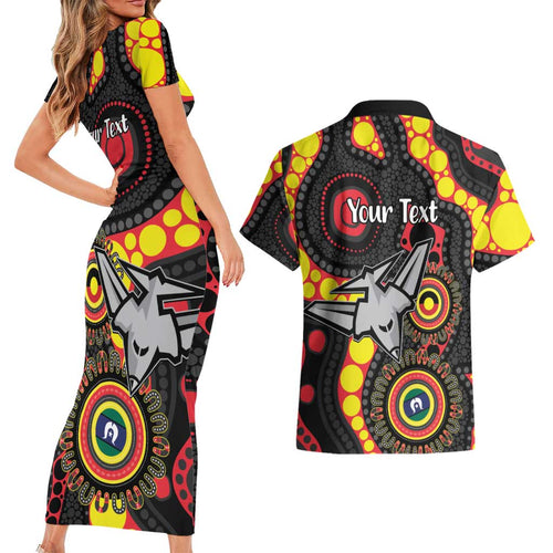 Essendon Bombers NAIDOC Week 2026 Personalised Couples Matching Short Sleeve Bodycon Dress and Hawaiian Shirt 50 Years of Deadly Aboriginal Art