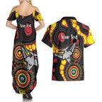 Essendon Bombers NAIDOC Week 2026 Personalised Couples Matching Summer Maxi Dress and Hawaiian Shirt 50 Years of Deadly Aboriginal Art