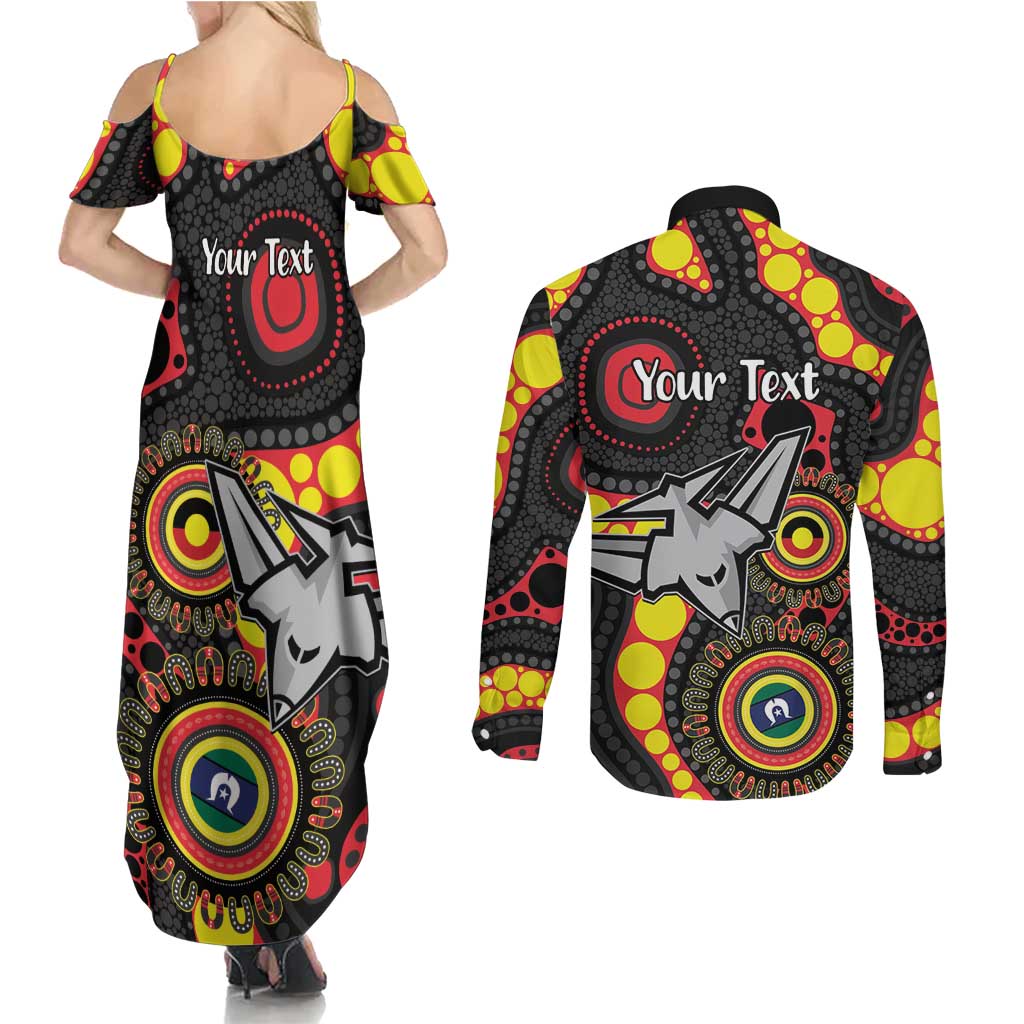 Essendon Bombers NAIDOC Week 2026 Personalised Couples Matching Summer Maxi Dress and Long Sleeve Button Shirt 50 Years of Deadly Aboriginal Art