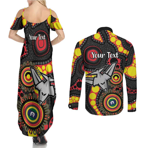 Essendon Bombers NAIDOC Week 2026 Personalised Couples Matching Summer Maxi Dress and Long Sleeve Button Shirt 50 Years of Deadly Aboriginal Art