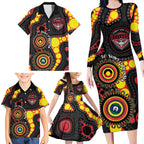 Essendon Bombers NAIDOC Week 2026 Personalised Family Matching Long Sleeve Bodycon Dress and Hawaiian Shirt 50 Years of Deadly Aboriginal Art