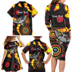 Essendon Bombers NAIDOC Week 2026 Personalised Family Matching Long Sleeve Bodycon Dress and Hawaiian Shirt 50 Years of Deadly Aboriginal Art