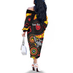 Essendon Bombers NAIDOC Week 2026 Personalised Family Matching Off The Shoulder Long Sleeve Dress and Hawaiian Shirt 50 Years of Deadly Aboriginal Art