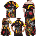 Essendon Bombers NAIDOC Week 2026 Personalised Family Matching Off Shoulder Maxi Dress and Hawaiian Shirt 50 Years of Deadly Aboriginal Art