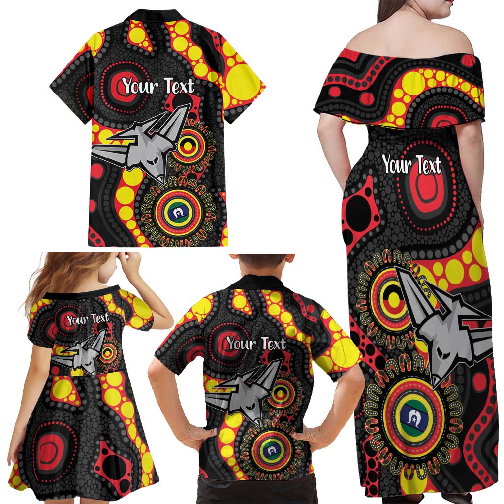 Essendon Bombers NAIDOC Week 2026 Personalised Family Matching Off Shoulder Maxi Dress and Hawaiian Shirt 50 Years of Deadly Aboriginal Art