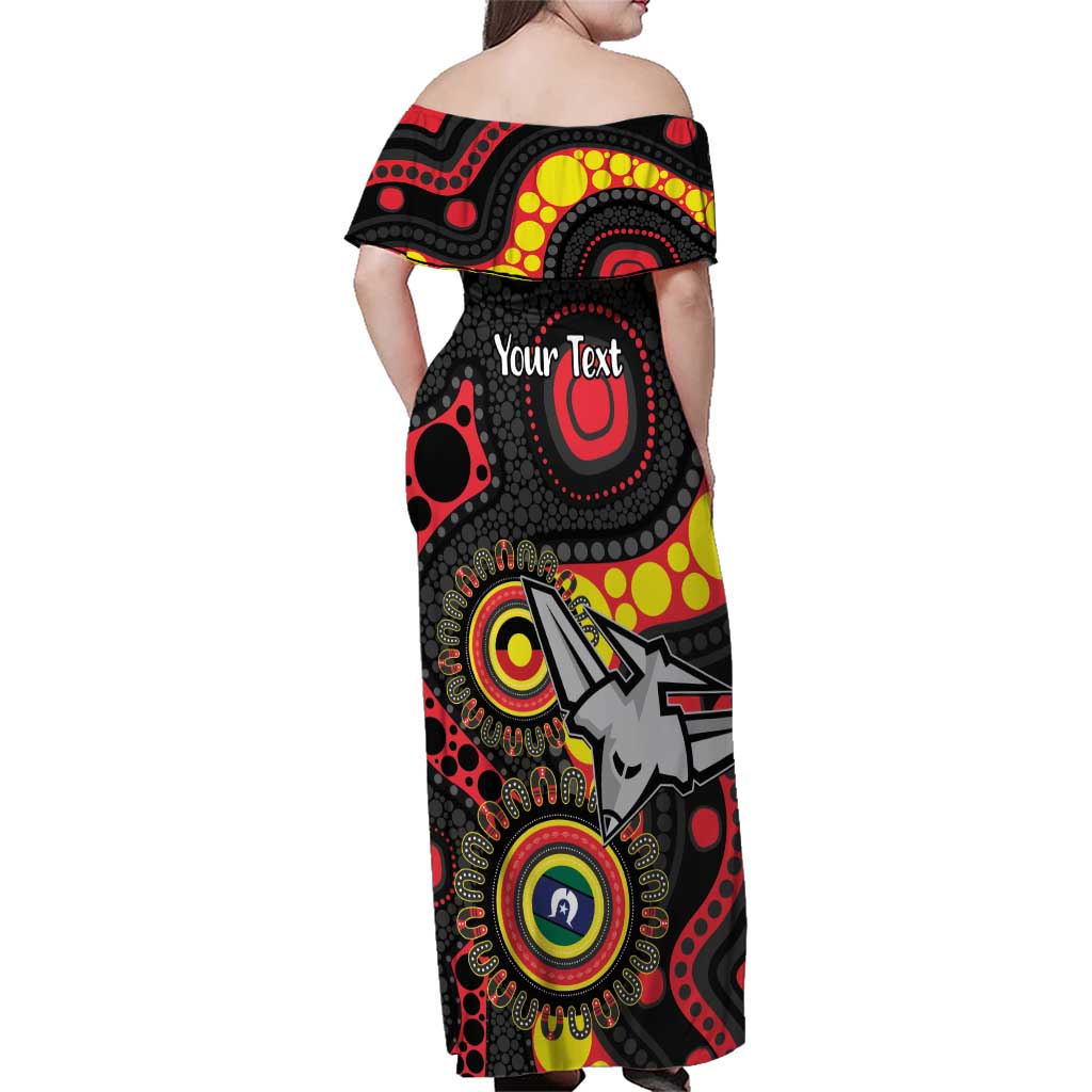 Essendon Bombers NAIDOC Week 2026 Personalised Family Matching Off Shoulder Maxi Dress and Hawaiian Shirt 50 Years of Deadly Aboriginal Art