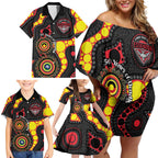 Essendon Bombers NAIDOC Week 2026 Personalised Family Matching Off Shoulder Short Dress and Hawaiian Shirt 50 Years of Deadly Aboriginal Art