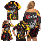 Essendon Bombers NAIDOC Week 2026 Personalised Family Matching Off Shoulder Short Dress and Hawaiian Shirt 50 Years of Deadly Aboriginal Art