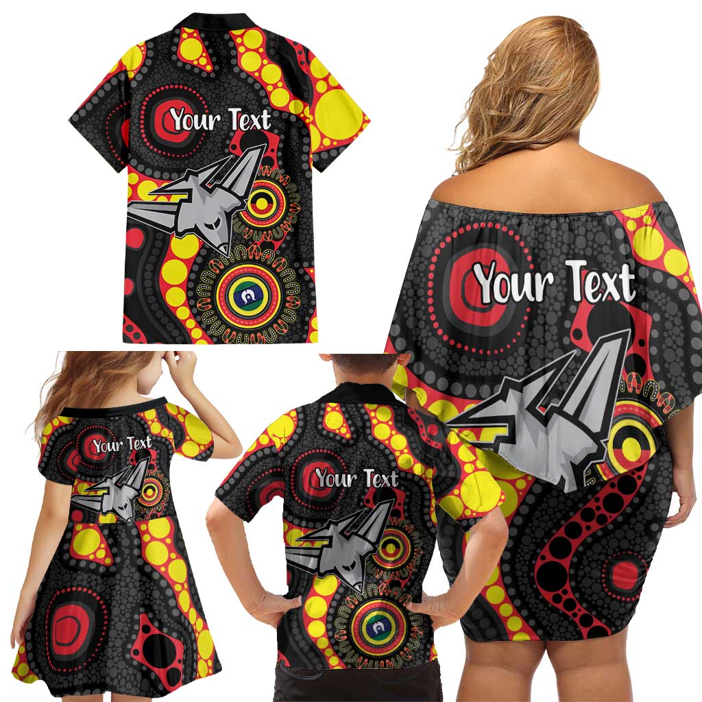 Essendon Bombers NAIDOC Week 2026 Personalised Family Matching Off Shoulder Short Dress and Hawaiian Shirt 50 Years of Deadly Aboriginal Art