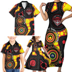 Essendon Bombers NAIDOC Week 2026 Personalised Family Matching Short Sleeve Bodycon Dress and Hawaiian Shirt 50 Years of Deadly Aboriginal Art
