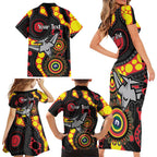 Essendon Bombers NAIDOC Week 2026 Personalised Family Matching Short Sleeve Bodycon Dress and Hawaiian Shirt 50 Years of Deadly Aboriginal Art