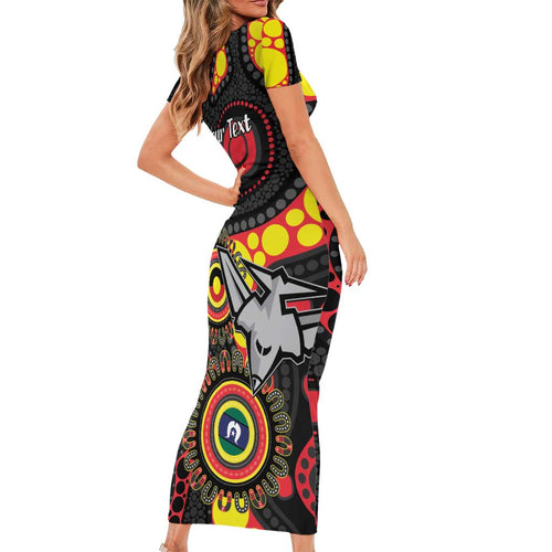 Essendon Bombers NAIDOC Week 2026 Personalised Family Matching Short Sleeve Bodycon Dress and Hawaiian Shirt 50 Years of Deadly Aboriginal Art