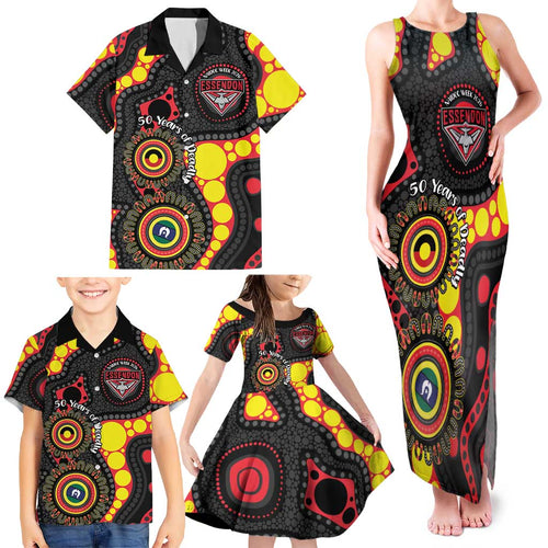 Essendon Bombers NAIDOC Week 2026 Personalised Family Matching Tank Maxi Dress and Hawaiian Shirt 50 Years of Deadly Aboriginal Art