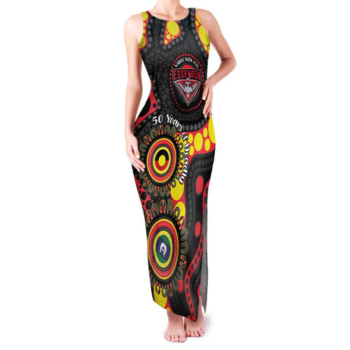 Essendon Bombers NAIDOC Week 2026 Personalised Family Matching Tank Maxi Dress and Hawaiian Shirt 50 Years of Deadly Aboriginal Art
