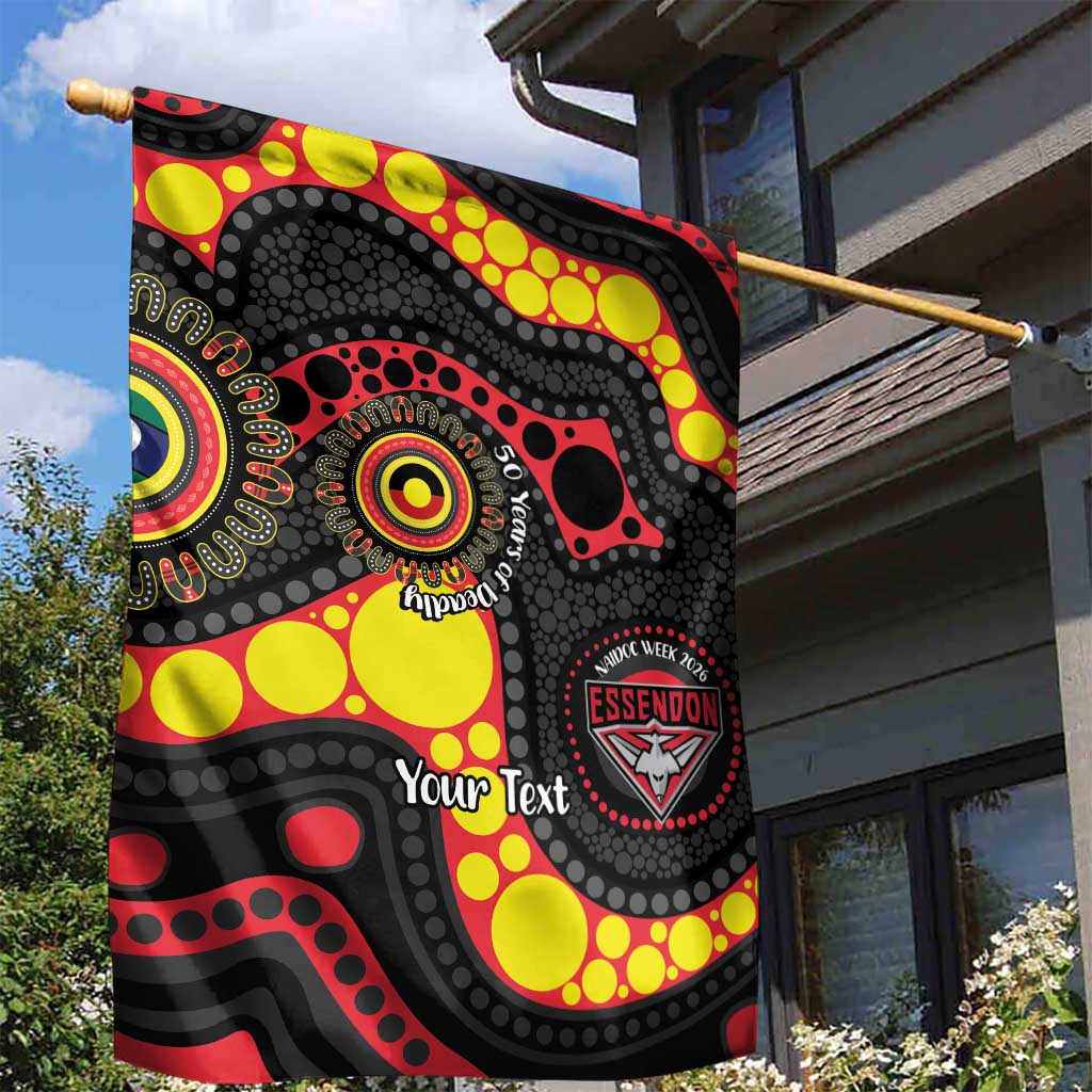 Essendon Bombers NAIDOC Week 2026 Personalised Garden Flag 50 Years of Deadly Aboriginal Art