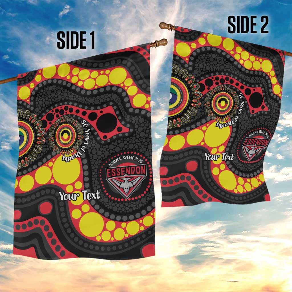 Essendon Bombers NAIDOC Week 2026 Personalised Garden Flag 50 Years of Deadly Aboriginal Art