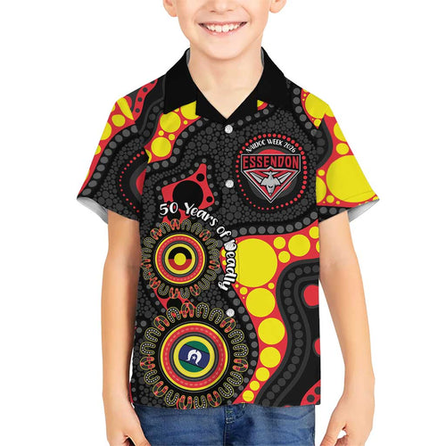 Essendon Bombers NAIDOC Week 2026 Personalised Hawaiian Shirt 50 Years of Deadly Aboriginal Art